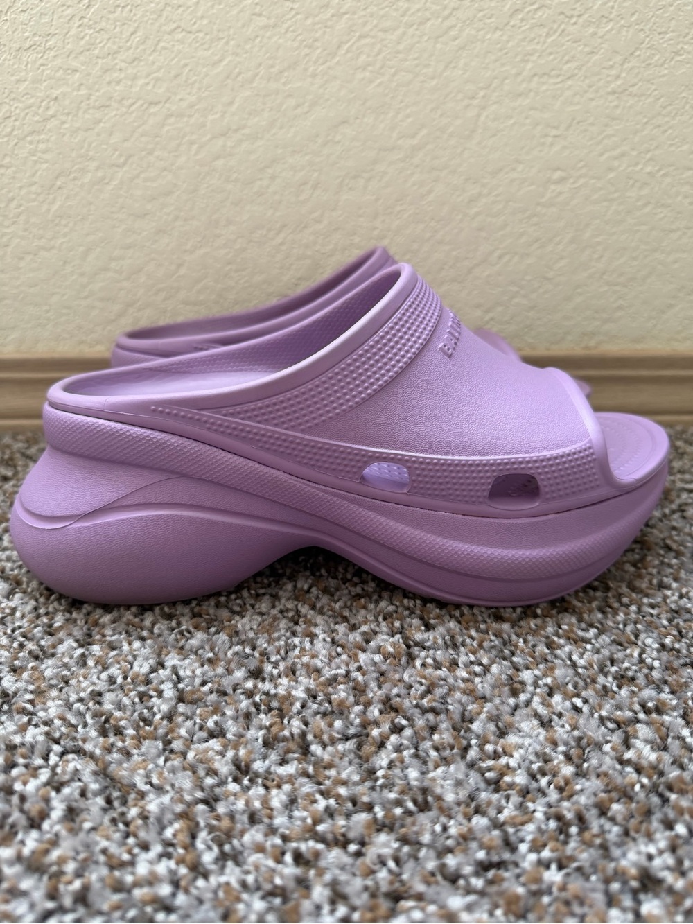 Balenciaga Lilac Platform Slide Sandals